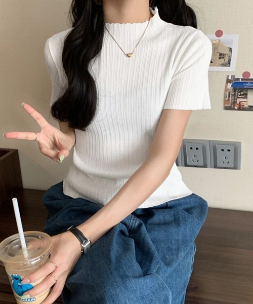 Miniministore(ミニミニストア)の「ニットトップス レディース 韓国風 無地(ニット/セーター・レディース・ホワイト/グリーン/ベージュ/ブラック・FREE)」の16枚目の写真