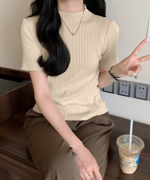 Miniministore(ミニミニストア)の「ニットトップス レディース 韓国風 無地(ニット/セーター・レディース・ホワイト/グリーン/ベージュ/ブラック・FREE)」の22枚目の写真