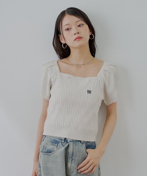 むくむくぷー です★美品★ピマコットン半袖ケーブルニット c7191_i5_750.jpg