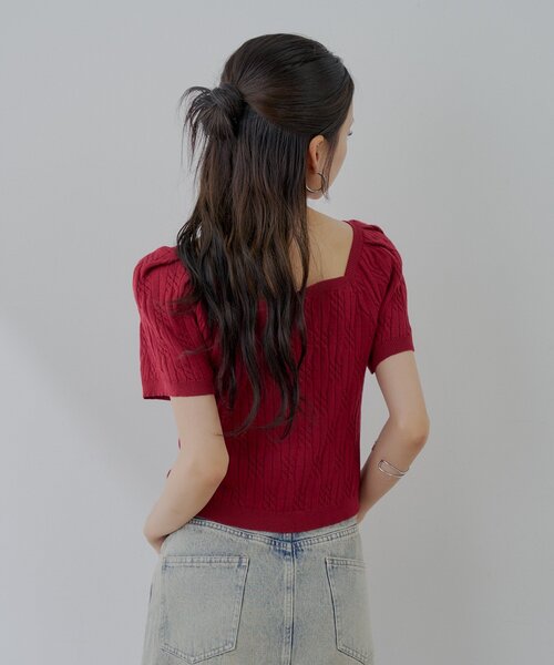 NOICE ニット半袖　赤　パクソジュン NOICE 赤ニット 半袖トップス パクソジュン着用