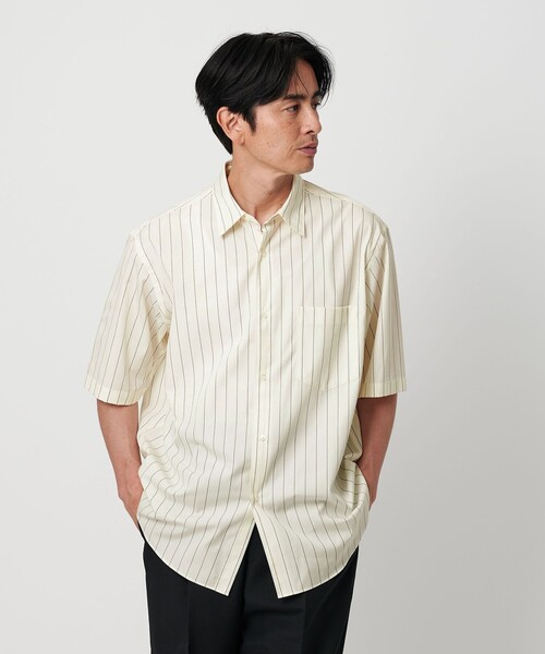 美品 ユナイテッドアローズ TOKYO 2万 バンドカラーシャツ ブラウス 52 ZOZO限定】タイプライター ワイドフォルム バンドカラーシャツ