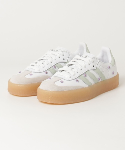 adidas（アディダス）の「SAMBAE W サンバ スニーカー / アディダスオリジナルス adidas Originals（スニーカー・レディース・ホワイト/ホワイト×グリーン・25.5cm/24.5cm/23.5cm/22.5cm/26.0cm/25.0cm/24.0cm/23.0cm/27.5cm/26.5cm/22.0cm/28.0cm/27.0cm）」の9枚目の写真