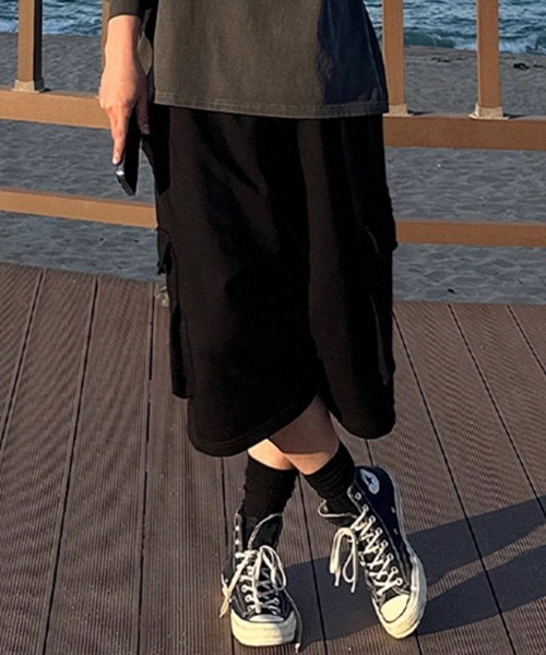 NOWLE(ノウル)の「【NOWLE】クロップド スウェット カーゴ ショーツ パンツ(スウェットパンツ・メンズ・グレー/ブラック・MEDIUM/LARGE/X-LARGE)」の13枚目の写真