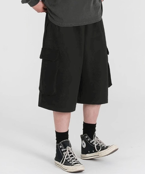 NOWLE(ノウル)の「【NOWLE】クロップド スウェット カーゴ ショーツ パンツ(スウェットパンツ・メンズ・グレー/ブラック・MEDIUM/LARGE/X-LARGE)」の14枚目の写真