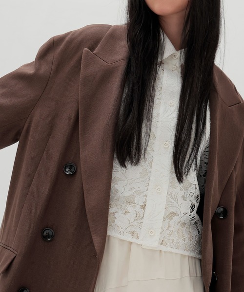 DRESSLAVE(ドレスレイブ)の「B7 / soft kersey big jacket(ソフトカルゼビッグジャケット)(テーラードジャケット・レディース・ブラウン/ブラック・38)」の15枚目の写真