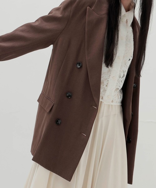 DRESSLAVE(ドレスレイブ)の「B7 / soft kersey big jacket(ソフトカルゼビッグジャケット)(テーラードジャケット・レディース・ブラウン/ブラック・38)」の13枚目の写真