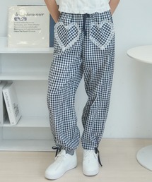 plantation パンツ　青チェック その他パンツ（ブルー・ネイビー/青色系・チェック柄
