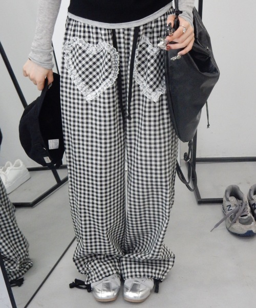 Birthday room(バースデイルーム)の「フリルハートチェックPT/Frill Heart Check Pants(その他パンツ・レディース・ブルー/ブラック・FREE)」の2枚目の写真