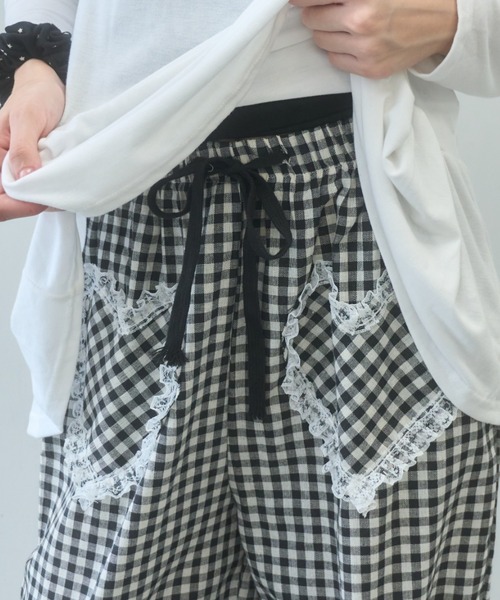 Birthday room(バースデイルーム)の「フリルハートチェックPT/Frill Heart Check Pants(その他パンツ・レディース・ブルー/ブラック・FREE)」の6枚目の写真