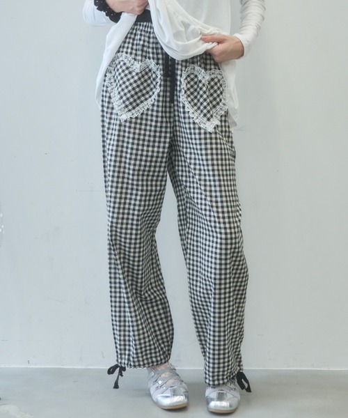 Birthday room(バースデイルーム)の「フリルハートチェックPT/Frill Heart Check Pants(その他パンツ・レディース・ブルー/ブラック・FREE)」の11枚目の写真