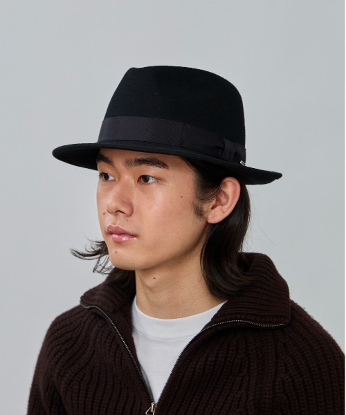 OVERRIDE(オーバーライド)の「OVERRIDE FELT FEDORA / オーバーライド(ハット・メンズ・ブラック/ベージュ/ネイビー/グレー/ブラウン/グリーン/レッド・62cm/60cm/58cm)」の2枚目の写真