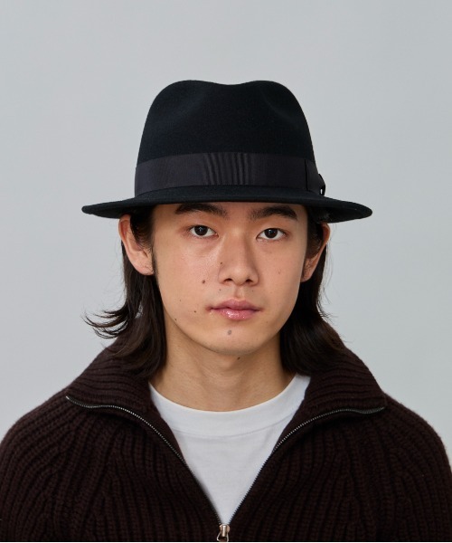 OVERRIDE(オーバーライド)の「OVERRIDE FELT FEDORA / オーバーライド(ハット・メンズ・ブラック/ベージュ/ネイビー/グレー/ブラウン/グリーン/レッド・62cm/60cm/58cm)」の8枚目の写真