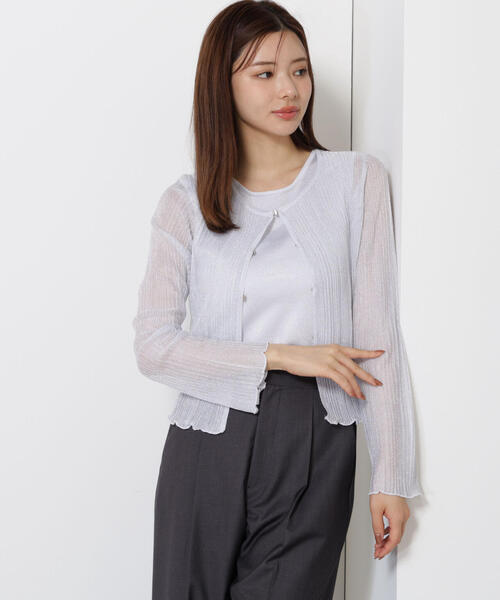 PROPORTION BODY DRESSING（プロポーションボディドレッシング）の「シアーリブニットアンサンブル / 1215270704（アンサンブル・レディース・ホワイト/グレー/ベージュ・FREE）」の2枚目の写真