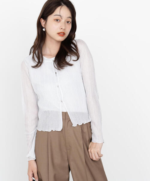 PROPORTION BODY DRESSING（プロポーションボディドレッシング）の「シアーリブニットアンサンブル / 1215270704（アンサンブル・レディース・ホワイト/グレー/ベージュ・FREE）」の6枚目の写真