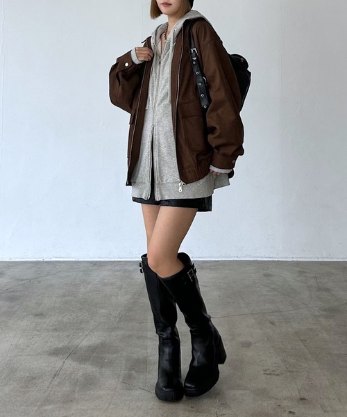 プレイボーイスポーツ レザーブルゾン 黒色 サイズⅤ Schott N.Y.C SCHOTT ショット PLAY BOY プレイボーイ！ レザー フード