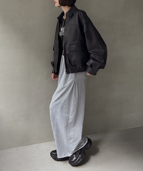 PAGEBOY（ページボーイ）の「WZIPヴィンテージレザーブルゾン【スエードorレザー２タイプ/ ２サイズ展開】（ブルゾン・レディース・ブラック/ブラウン/キャメル/ブラウン系その他・SMALL/FREE）」の6枚目の写真