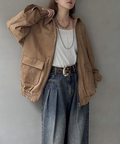 PAGEBOY（ページボーイ）の「WZIPヴィンテージレザーブルゾン【スエードorレザー２タイプ/ ２サイズ展開】（ブルゾン・レディース・ブラック/ブラウン/キャメル/ブラウン系その他・SMALL/FREE）」の18枚目の写真