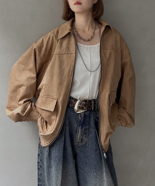 PAGEBOY（ページボーイ）の「WZIPヴィンテージレザーブルゾン【スエードorレザー２タイプ/ ２サイズ展開】（ブルゾン・レディース・ブラック/ブラウン/キャメル/ブラウン系その他・SMALL/FREE）」の19枚目の写真