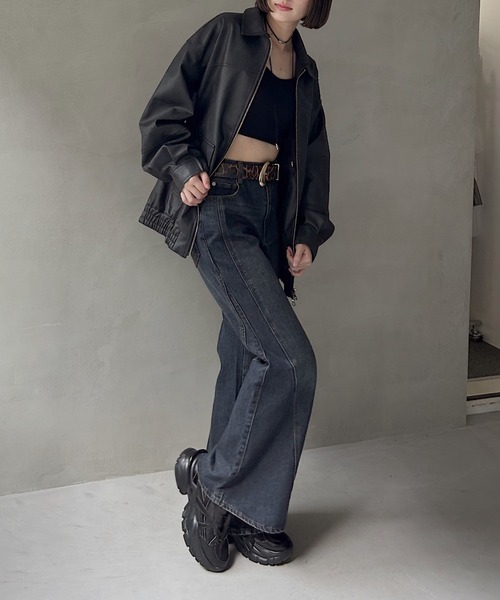 PAGEBOY（ページボーイ）の「WZIPヴィンテージレザーブルゾン【スエードorレザー２タイプ/ ２サイズ展開】（ブルゾン・レディース・ブラック/ブラウン/キャメル/ブラウン系その他・SMALL/FREE）」の11枚目の写真