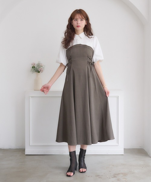 side lace up docking dress / サイドレースアップドッキング