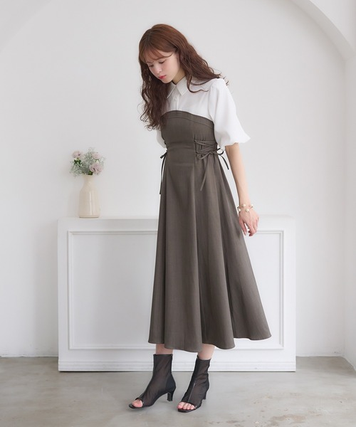 ☆お値下げしました‼︎✴︎リメイクワンピース＊アマチュナル☆ゆったり＊トップス SALE】 dazzlin ビックカラードッキングベアワンピース