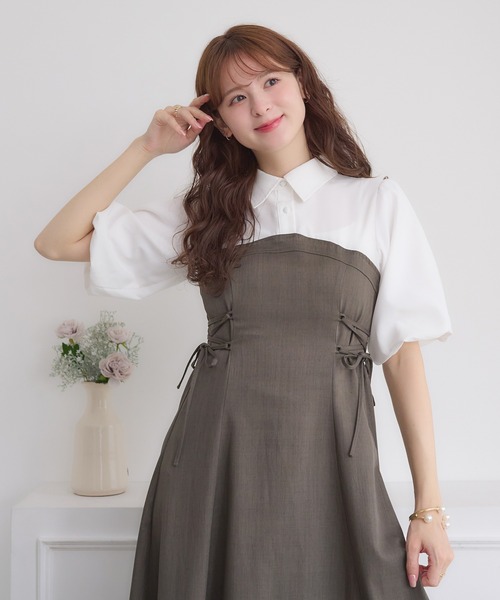 side lace up docking dress / サイドレースアップドッキング