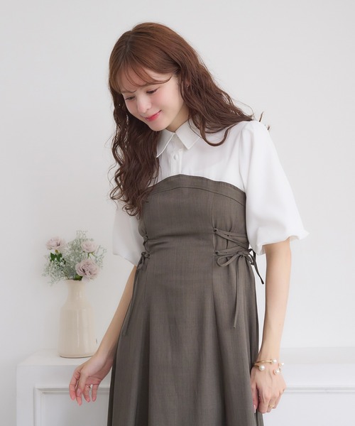 side lace up docking dress / サイドレースアップドッキング