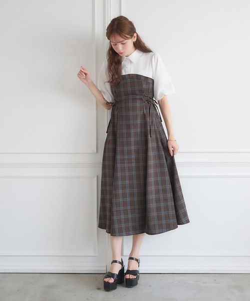 Ambre Neige(アンブルネージュ)の「side lace up docking dress / サイドレースアップドッキングワンピース(ワンピース・レディース・ブラウン系その他/チャコールグレー・FREE)」の17枚目の写真