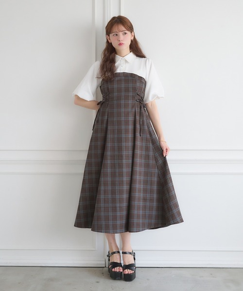 of the neige styleオブザネージュスタイル　オールインワン 100-130]レイヤード風オフショルワンピース(ワンピース) | a.v.v