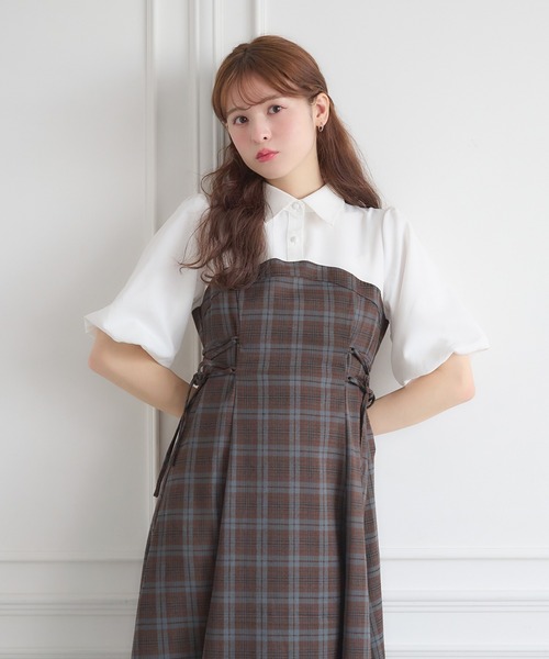 専用☆ 美品　アナスイミニ　チェックレースドッキングワンピース　ラベンダー140 専用☆ 美品 アナスイミニ チェックレースドッキングワンピース