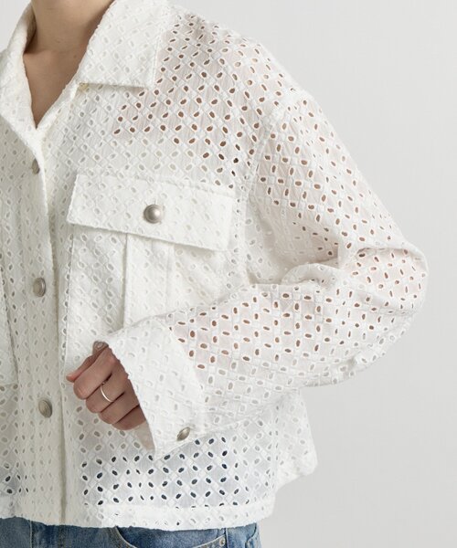 RIVE DROITE（リヴドロワ）の「【着映え◎】レースワークジャケット（その他アウター・レディース・ブラック/オフホワイト・FREE）」の7枚目の写真