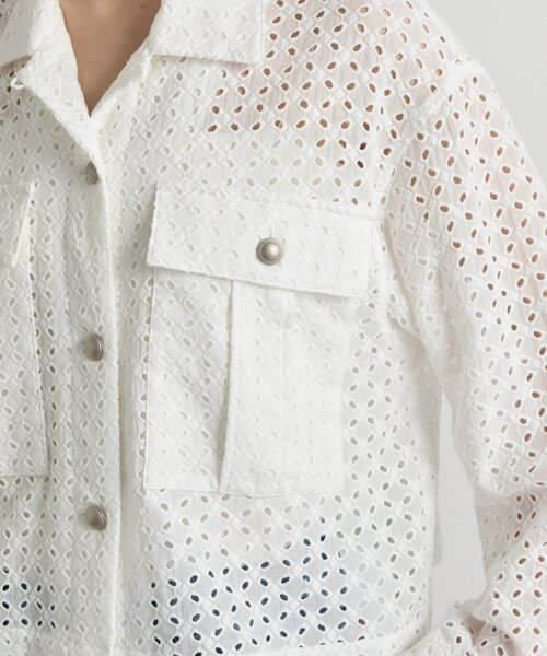 RIVE DROITE（リヴドロワ）の「【着映え◎】レースワークジャケット（その他アウター・レディース・ブラック/オフホワイト・FREE）」の4枚目の写真