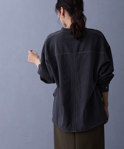 NICOLE white（ニコルホワイト）の「テンセルデニムシャツ（シャツ/ブラウス・レディース・インディゴブルー/ブルー/ブラック・FREE）」の14枚目の写真