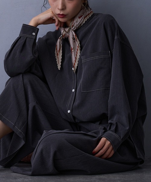 NICOLE white（ニコルホワイト）の「テンセルデニムシャツ（シャツ/ブラウス・レディース・インディゴブルー/ブルー/ブラック・FREE）」の16枚目の写真