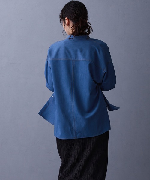 NICOLE white（ニコルホワイト）の「テンセルデニムシャツ（シャツ/ブラウス・レディース・インディゴブルー/ブルー/ブラック・FREE）」の22枚目の写真