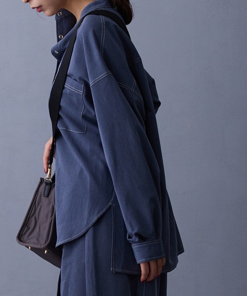 NICOLE white（ニコルホワイト）の「テンセルデニムシャツ（シャツ/ブラウス・レディース・インディゴブルー/ブルー/ブラック・FREE）」の4枚目の写真