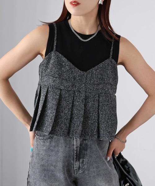 セール】ツイードプリーツビスチェ/キャミ（キャミソール