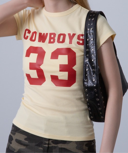 MEMECLE(メメクル)の「【 MEMECLE / メメクル 】33 プリントロゴ COWBOYS Tシャツ(Tシャツ/カットソー・レディース・ピンク/ネイビー/イエロー/レッド/ホワイト・FREE)」の19枚目の写真