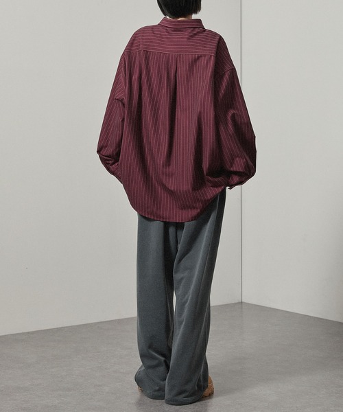 Alfred Alex（アルフレッドアレックス）の「【Alfred Alex】ストライプ ワンポイント刺繍 オーバーサイズレギュラーカラーシャツ（シャツ/ブラウス・メンズ・ネイビー/ワイン/ブラック・L/M）」の15枚目の写真
