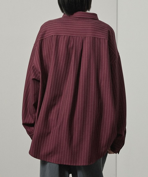 Alfred Alex（アルフレッドアレックス）の「【Alfred Alex】ストライプ ワンポイント刺繍 オーバーサイズレギュラーカラーシャツ（シャツ/ブラウス・メンズ・ネイビー/ワイン/ブラック・L/M）」の20枚目の写真