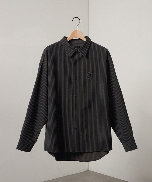 Alfred Alex（アルフレッドアレックス）の「【Alfred Alex】ストライプ ワンポイント刺繍 オーバーサイズレギュラーカラーシャツ（シャツ/ブラウス・メンズ・ネイビー/ワイン/ブラック・L/M）」の21枚目の写真