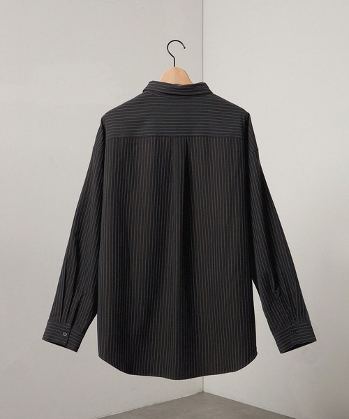 Alfred Alex（アルフレッドアレックス）の「【Alfred Alex】ストライプ ワンポイント刺繍 オーバーサイズレギュラーカラーシャツ（シャツ/ブラウス・メンズ・ネイビー/ワイン/ブラック・L/M）」の22枚目の写真