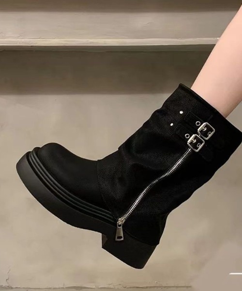 Silly（シリー）の「ルーズフィット厚底ブーツ（ブーツ・レディース・ブラウン/ブラック・LARGE/MEDIUM/SMALL）」の5枚目の写真