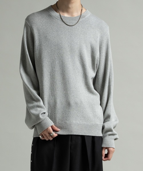 CASPER JOHN(キャスパージョン)の「Wool cotton high gauge crew neck sweater / ウールコットンハイゲージクルーネックセーター(ニット/セーター・メンズ・オレンジ/ブラック/アイボリー/ブルー・LARGE/MEDIUM/SMALL/X-SMALL)」の2枚目の写真