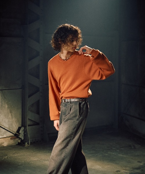 CASPER JOHN(キャスパージョン)の「Wool cotton high gauge crew neck sweater / ウールコットンハイゲージクルーネックセーター(ニット/セーター・メンズ・オレンジ/ブラック/アイボリー/ブルー・LARGE/MEDIUM/SMALL/X-SMALL)」の20枚目の写真