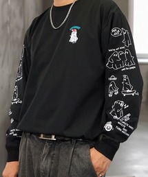 Burner | 【GROOVY STORE】ワイド ストレッチ素材 刺繍&プリント ロングスリーブTシャツ(Tシャツ/カットソー)