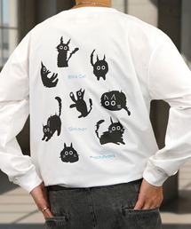 【GROOVY STORE】ワイド ストレッチ素材 刺繍&プリント ロングスリーブTシャツ