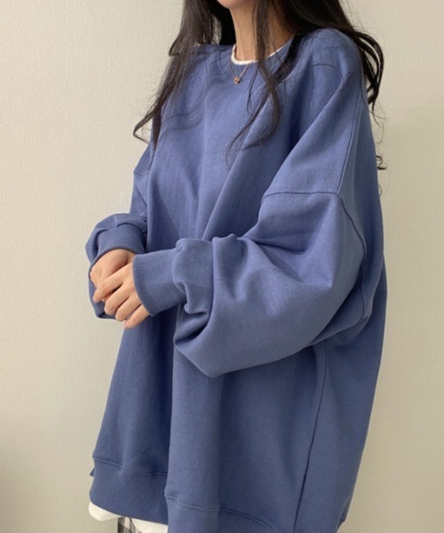 cammie(キャミー)の「重ね着風ゆるトップス(スウェット・レディース・ブルー/グレー/イエロー/ブラック・LARGE/MEDIUM)」の17枚目の写真