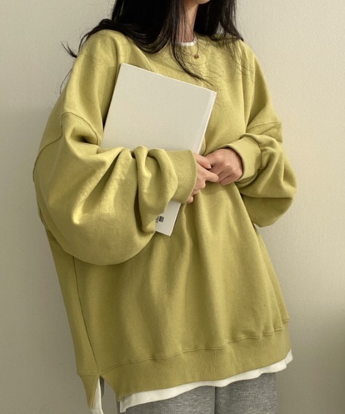 cammie(キャミー)の「重ね着風ゆるトップス(スウェット・レディース・ブルー/グレー/イエロー/ブラック・LARGE/MEDIUM)」の20枚目の写真