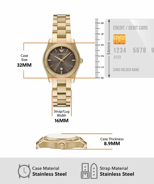 EMPORIO ARMANI(エンポリオアルマーニ)の「エンポリオ・アルマーニ 腕時計 レディース アナログ ステンレス AR11700(アナログ腕時計・レディース・ゴールド・FREE)」の8枚目の写真